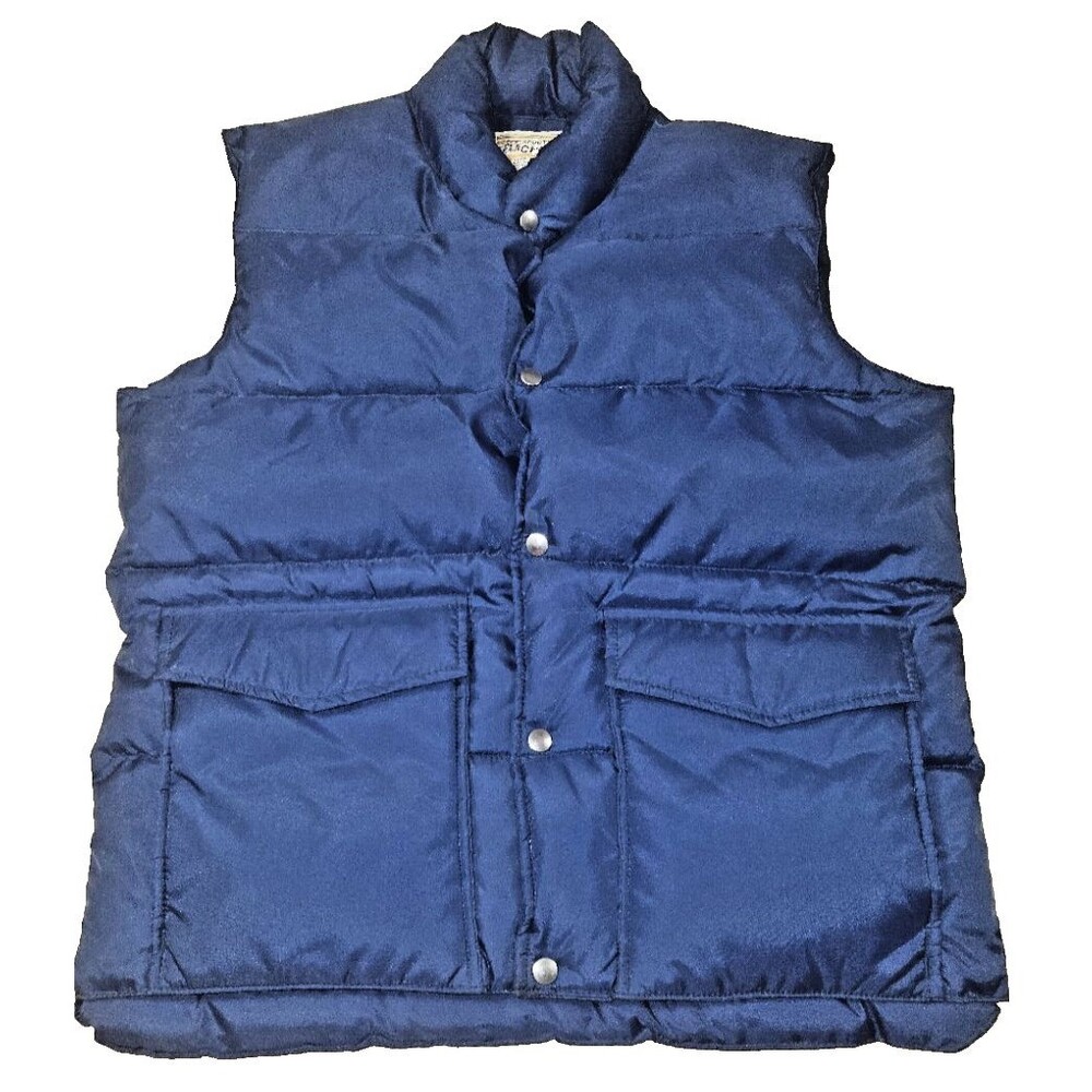 VTG Down Puffer Hunting Vest Sportsman's Choice Mens M medium Blue 80s feather
